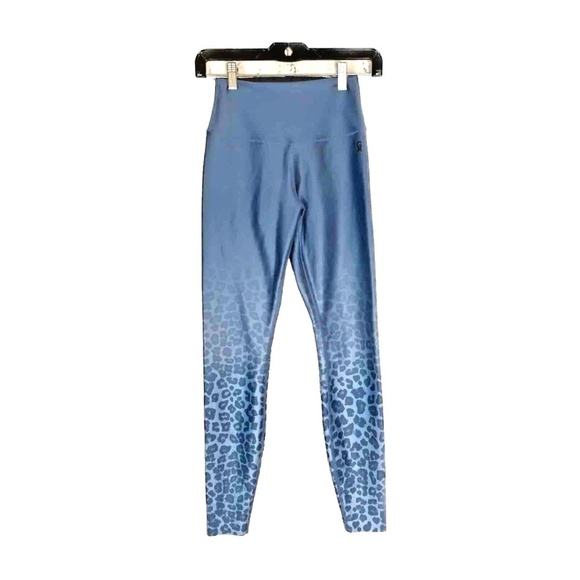 Good American High Waisted Ombré Leopard Print Leggings Satin Blue - Picture 5 of 12